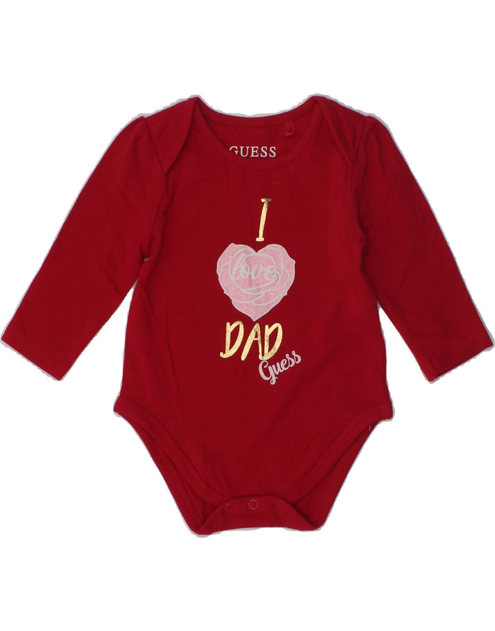 GUESS Baby Girls Graphic Bodysuit 0-3 Months Red | Vintage Guess | Thrift | Second-Hand Guess | Used Clothing | Messina Hembry 