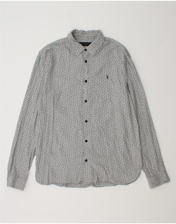 Camisa All Saints Hombre Grande Algodón Manchado Gris