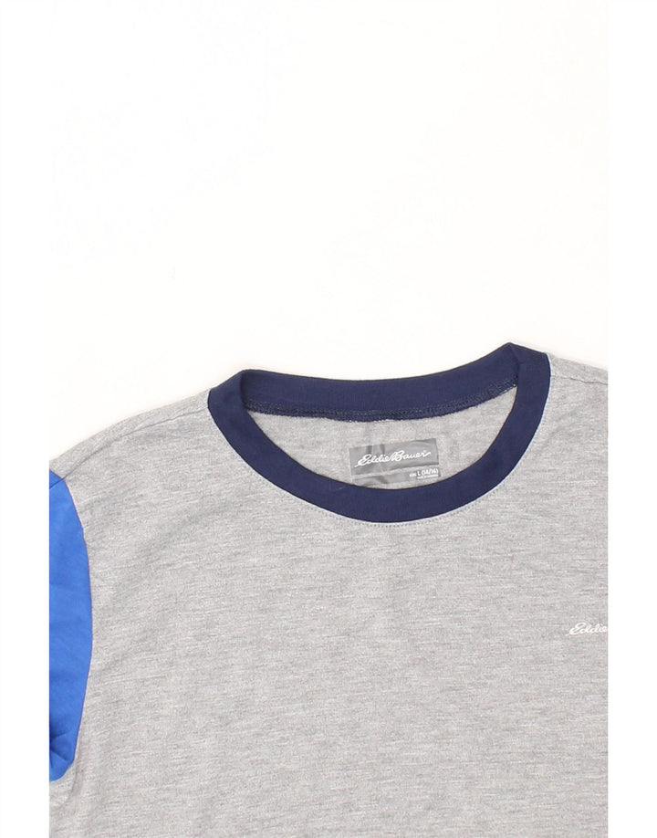 EDDIE BAUER Boys T-Shirt Top 14-15 Years Large Grey Colourblock Vintage Eddie Bauer and Second-Hand Eddie Bauer from Messina Hembry 