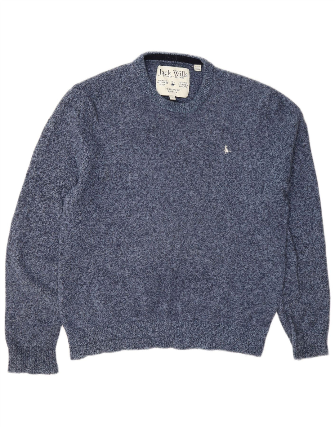 Jack Wills Jersey De Cuello Redondo Para Hombre De Lana Moteada Azul Grande