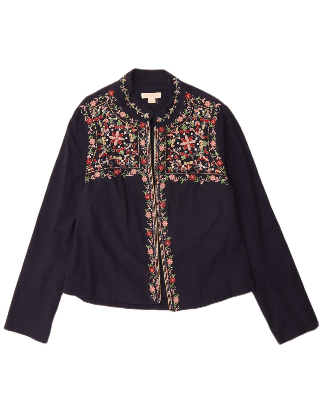 MONSOON Blusa camisera para mujer UK 40 Mediana Azul marino Floral Algodón