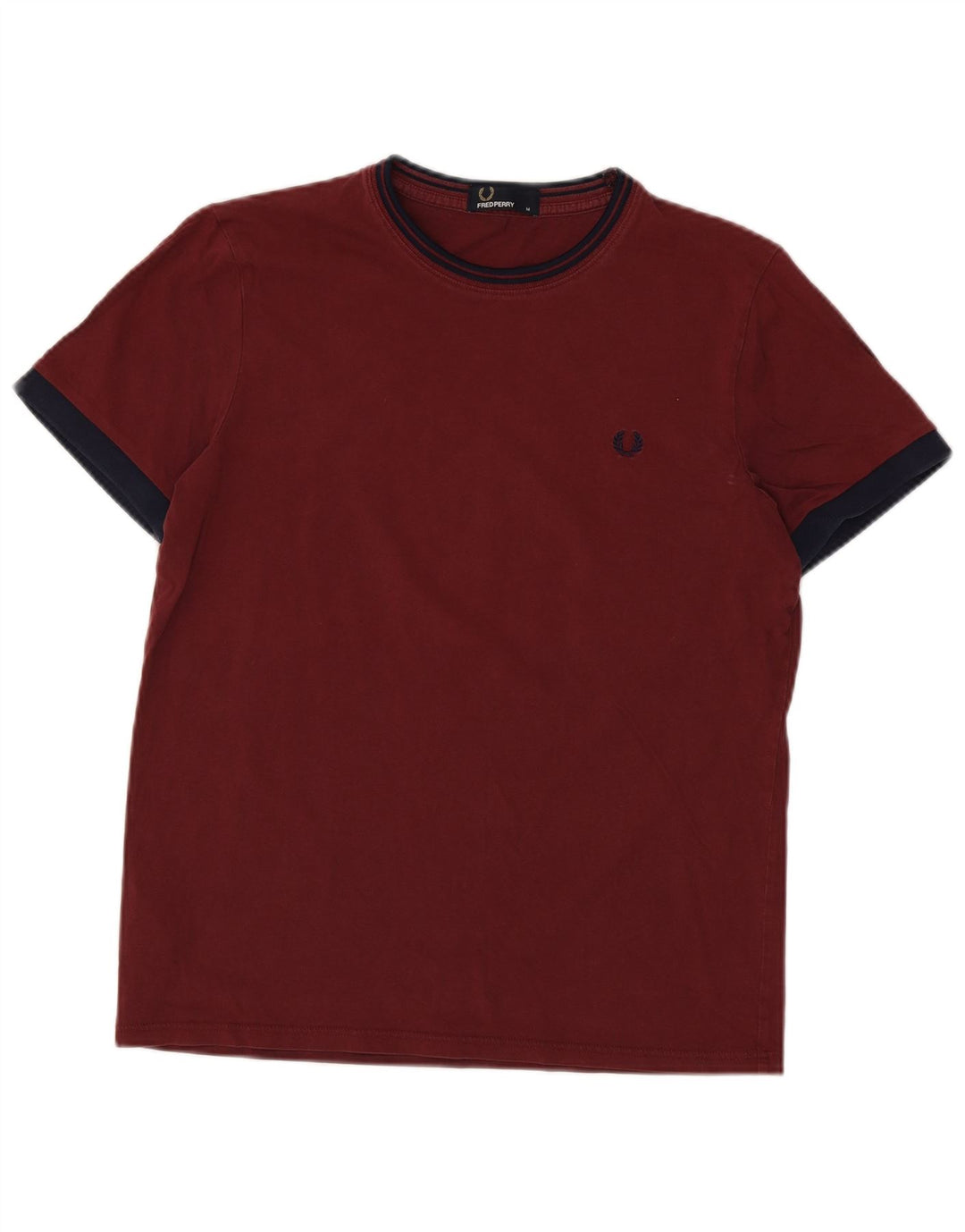 FRED PERRY Camiseta de hombre Top Medium Borgoña Colorblock Algodón