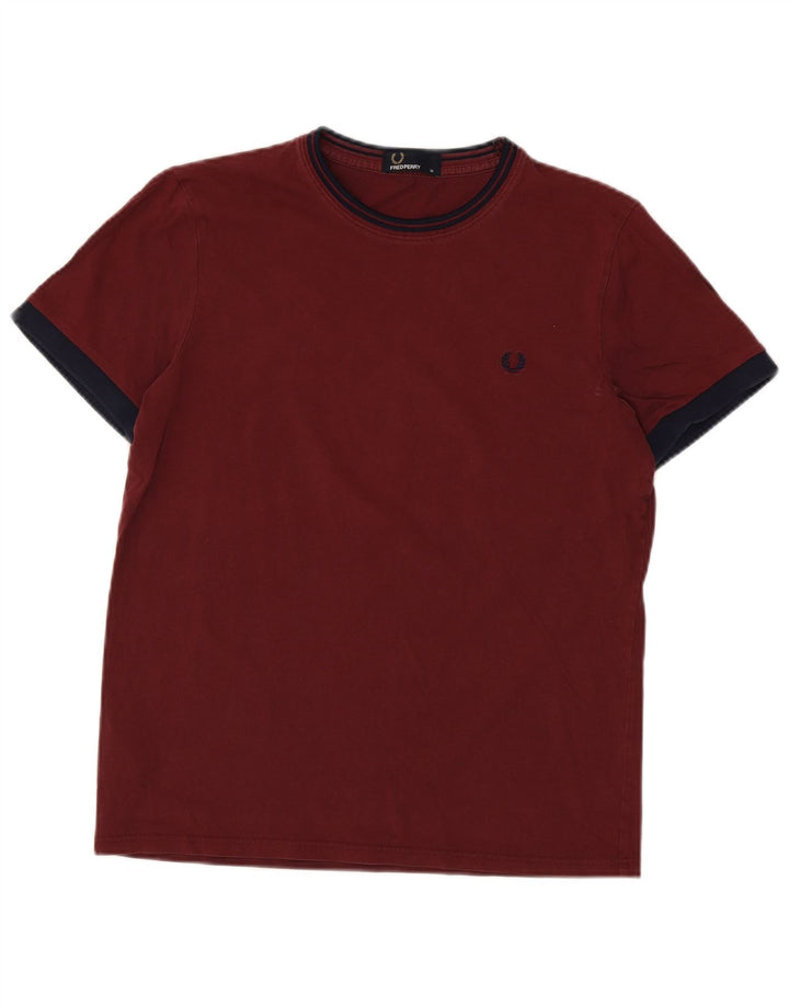 FRED PERRY Camiseta de hombre Top Medium Borgoña Colorblock Algodón