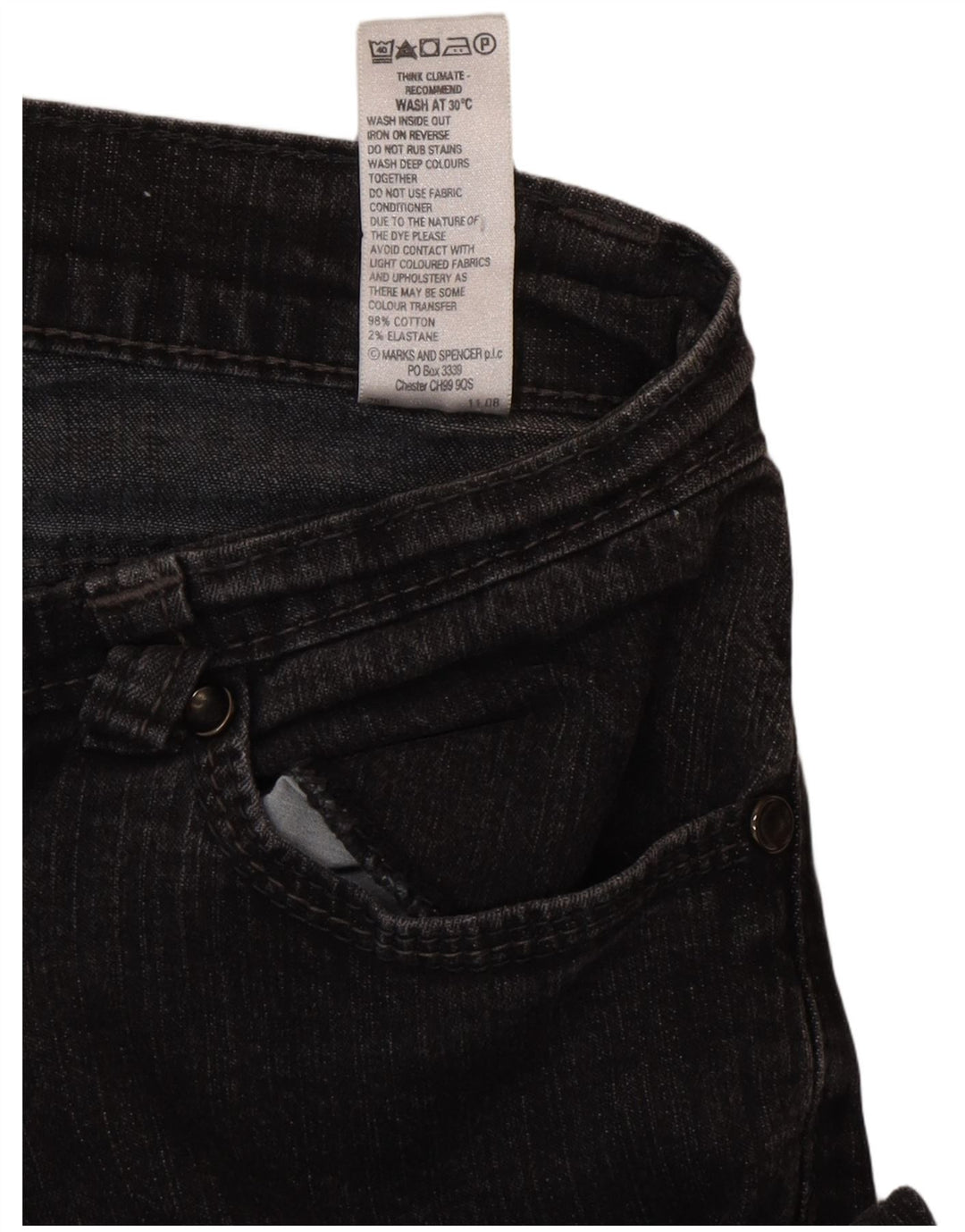 Marks & Spencer Vaqueros Bootcut para Mujer UK 10 Small W27 L29 Algodón Negro