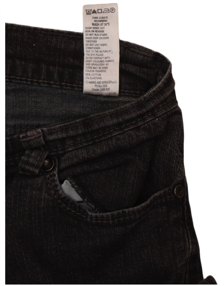 Marks & Spencer Vaqueros Bootcut para Mujer UK 10 Small W27 L29 Algodón Negro