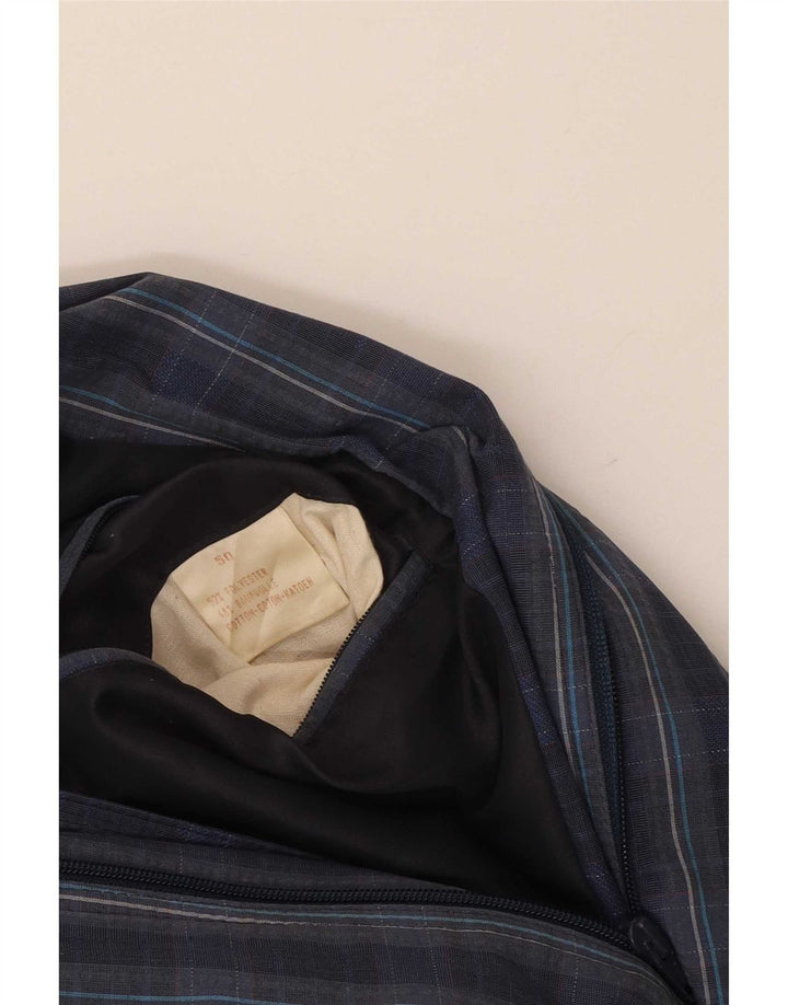 Vintage hombres bomber chaqueta IT 50 grande azul marino comprobar poliéster