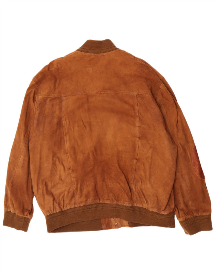 Vintage hombres ante bomber chaqueta IT 62 5XL cuero beige