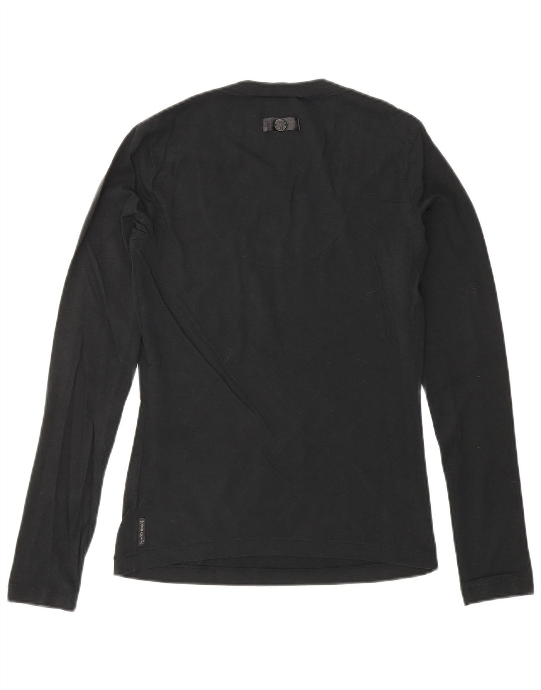 ARMANI JEANS Top Mujer Manga Larga UK 10 Pequeño Algodón Negro