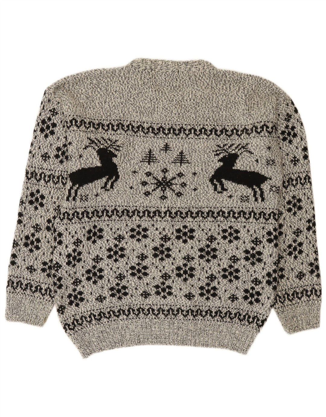 Cotton Republic Suéter De Cuello Redondo Para Hombre Gris Medio Fair Isle