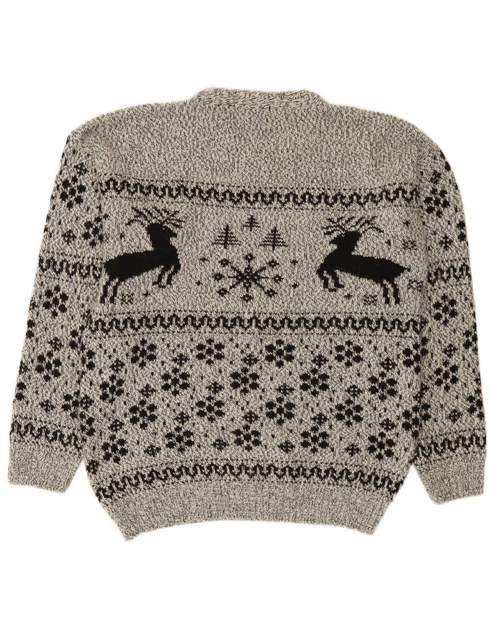 Cotton Republic Suéter De Cuello Redondo Para Hombre Gris Medio Fair Isle