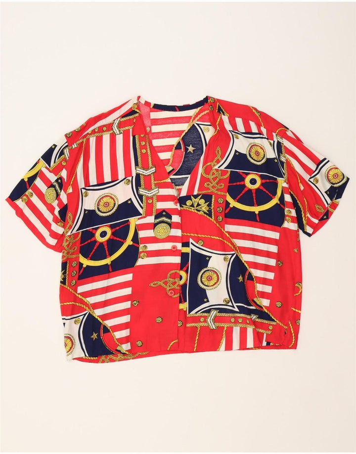 VINTAGE Womens Abstract Pattern Shirt Blouse UK 18 XL Red Colourblock Vintage Vintage and Second-Hand Vintage from Messina Hembry 