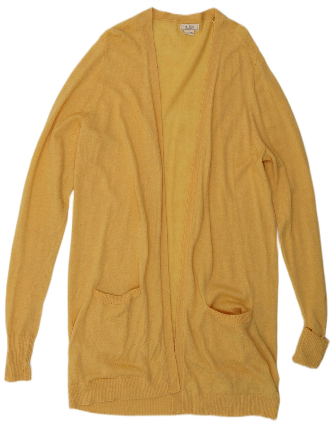 FAT FACE Suéter tipo cárdigan abierto largo para mujer UK 40 Lana amarilla mediana