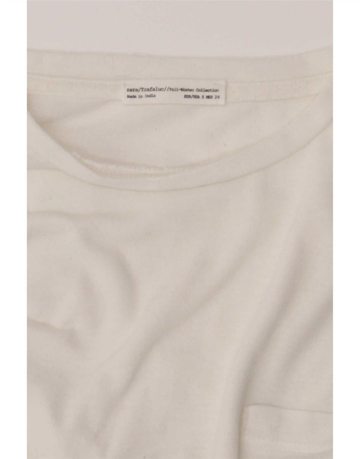 Zara Mujer Trafaluc Top Manga Larga UK 10 Small Blanco