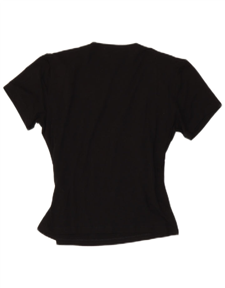 LUISA SPAGNOLI Womens Crop Blouse Top UK 12 Medium Black Viscose