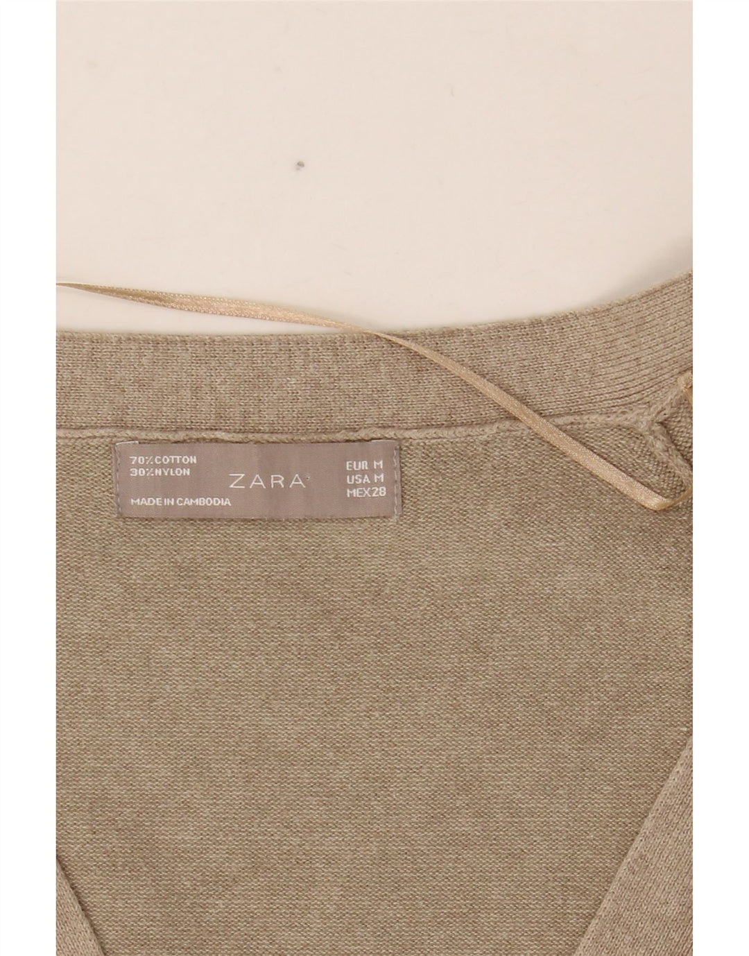 ZARA Jersey Cárdigan Mujer UK 42 Algodón Beige Medio