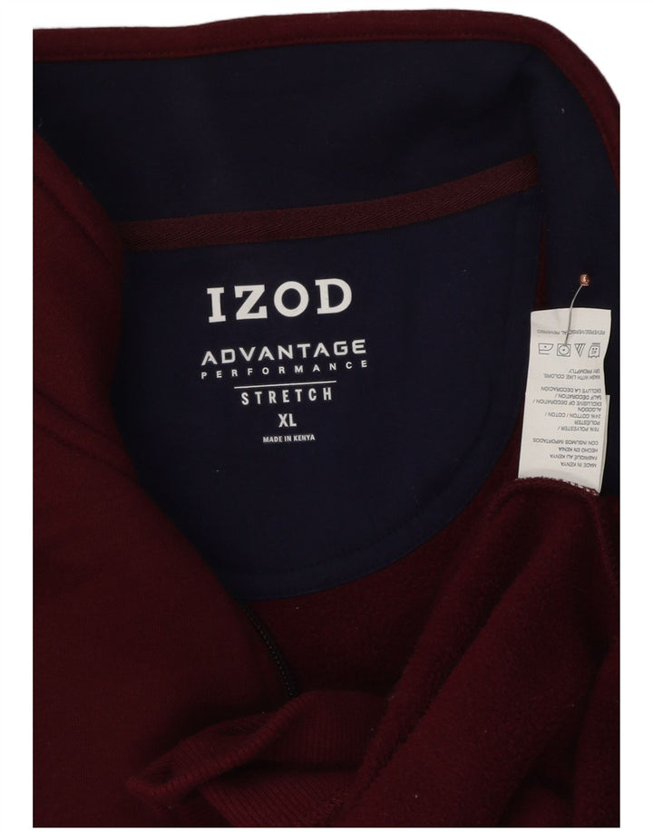 IZOD Sudadera con cuello y cremallera para hombre Jersey XL Poliéster burdeos