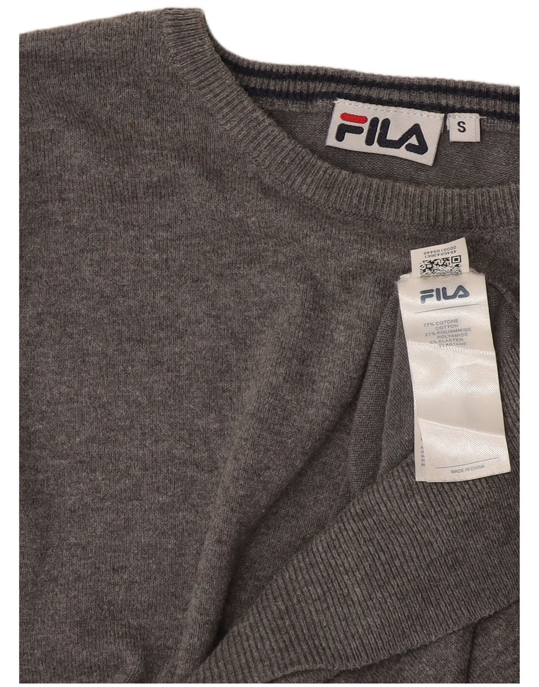 Fila Jersey con cuello barco para hombre, talla pequeña, algodón gris