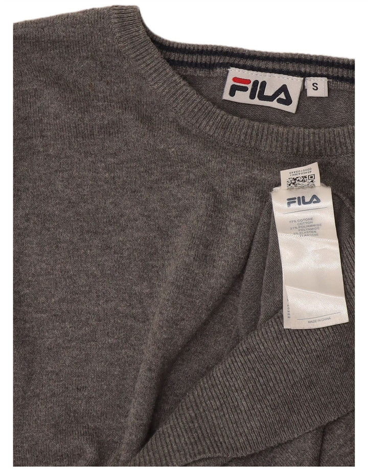 Fila Jersey con cuello barco para hombre, talla pequeña, algodón gris