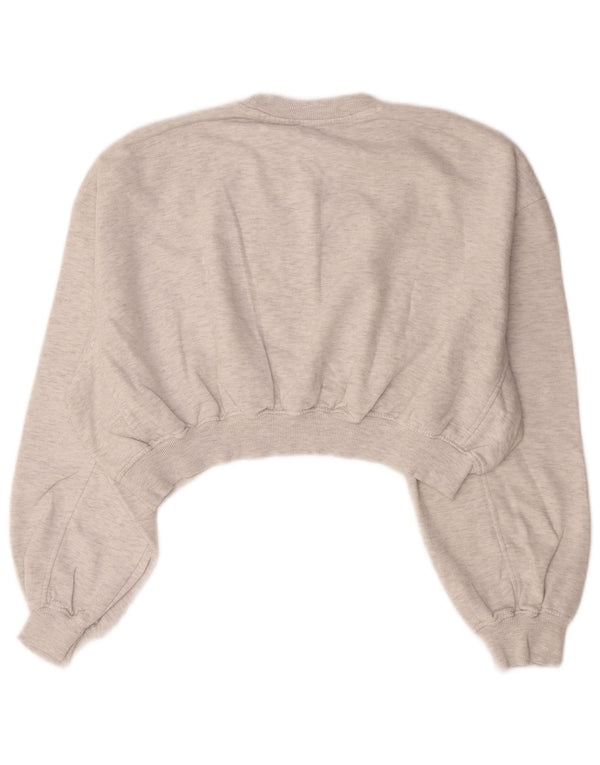Zara Mujer Crop Sudadera De Gran Tamaño Jersey UK 44 Gris Medio
