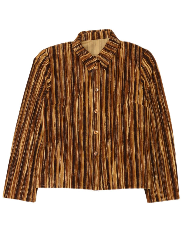 Vintage mujer camisa Reino Unido 12 marrón medio rayas