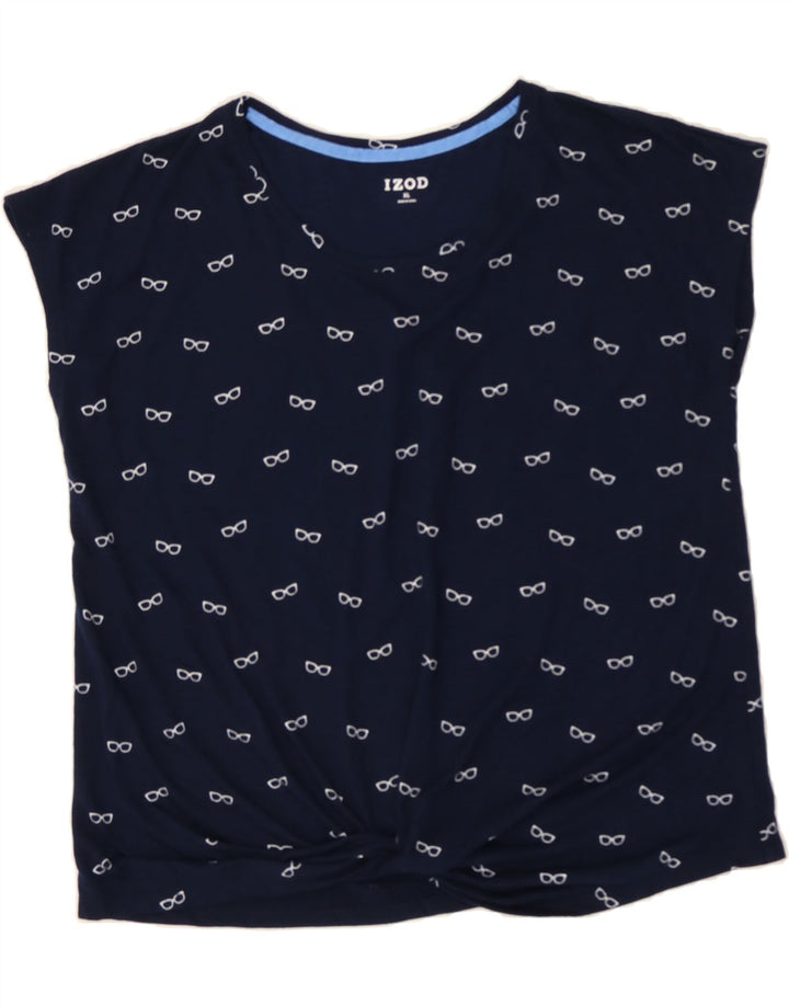 IZOD Womens Abstract Pattern Blouse Top UK 18 XL Navy Blue Polyester Vintage Izod and Second-Hand Izod from Messina Hembry 