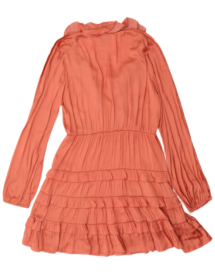 PINKO Vestido escalonado de manga larga para mujer UK 46 Grande Rosa