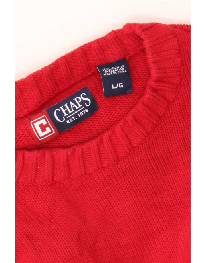 Chaps - Jersey de cuello redondo para hombre, talla grande, algodón rojo