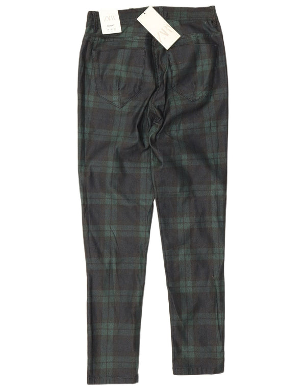 Zara Pantalones casuales ajustados para hombre EU 38 Small W30 L26 Algodón a cuadros verde