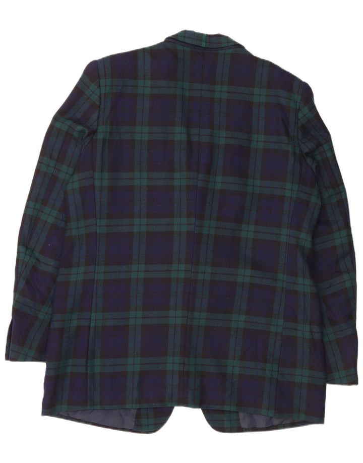 AQUASCUTUM Chaqueta tipo blazer de 3 botones para hombre UK 40 Large Navy Blue Check