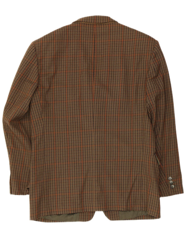 Vintage hombres 2 botones Blazer chaqueta Reino Unido 38 marrón medio pata de gallo