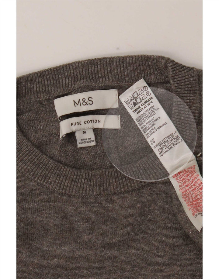 Marks & Spencer Jersey de cuello redondo para hombre de algodón gris medio