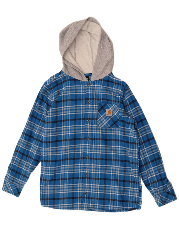 CARHARTT Camisa de franela con capucha para niño 15-16 años XL Algodón a cuadros azul