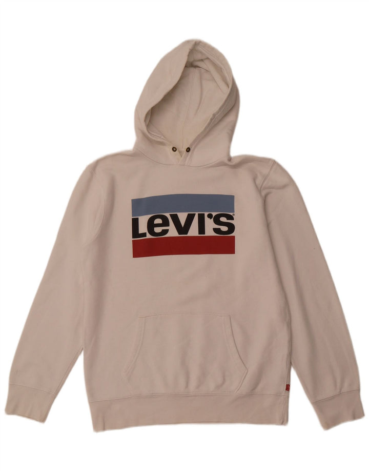 Levi's Jersey con capucha gráfica para hombre de algodón blanco grande