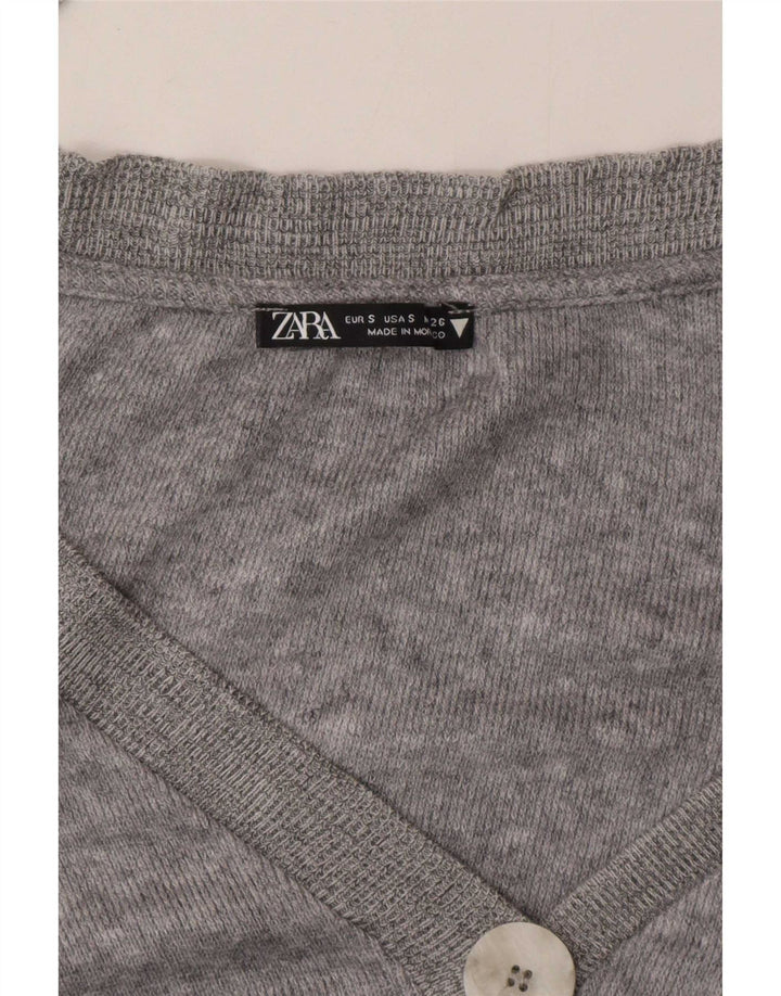 Zara Mujer Crop Suéter Cárdigan Extragrande Reino Unido 10 Pequeño Gris