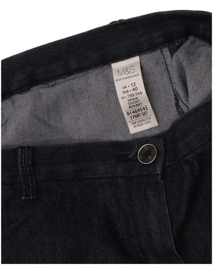 Marks & Spencer Pantalones Capri para Mujer UK 12 Medium W30 L22 Azul Marino