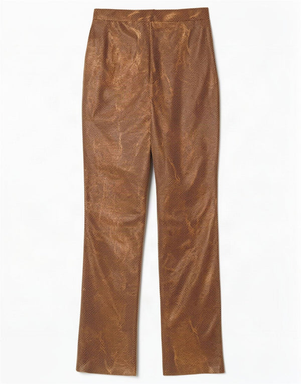 Vintage mujer cintura alta pantalones casuales IT 42 Medio W26 L31 Marrón