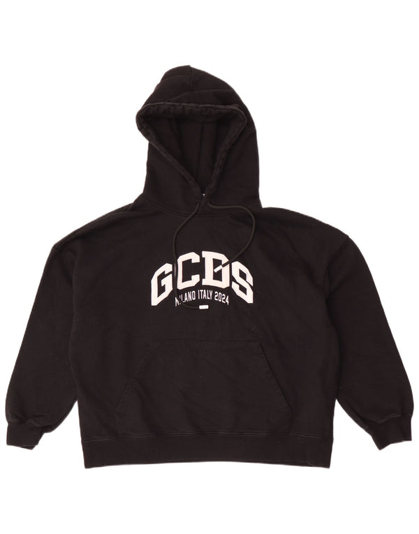 GCDS Jersey con capucha y corte holgado para hombre, XS, algodón negro