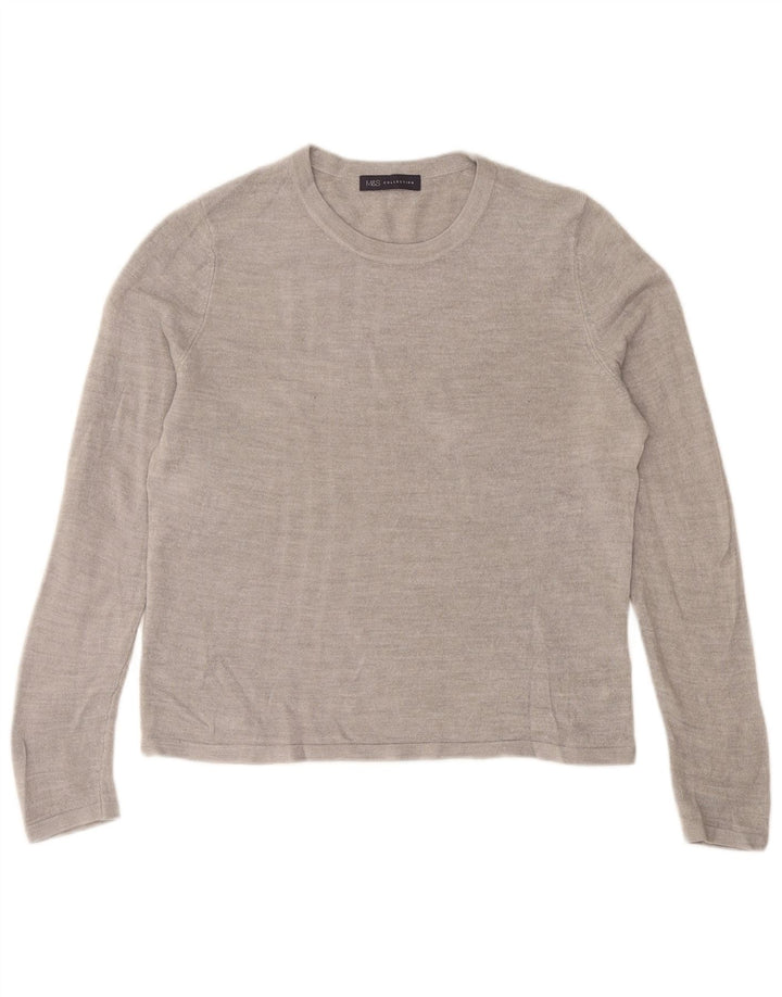 Marks & Spencer Suéter de cuello redondo para mujer UK 44 Acrílico gris medio