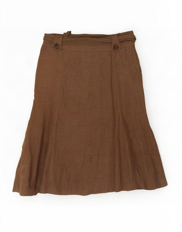 Laura Ashley Falda trompeta para mujer UK 10 Small W30 Lino marrón