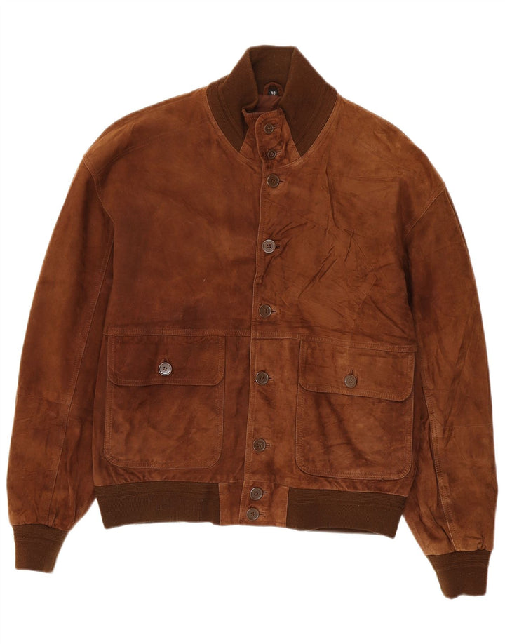 Conbipel Chaqueta Bomber De Ante Para Hombre IT 48 Cuero Marrón Medio