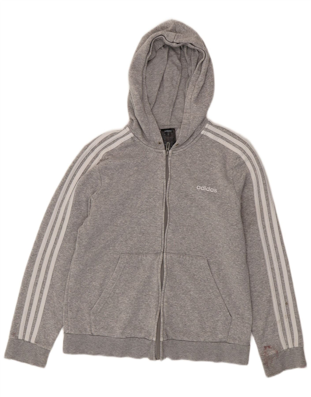 ADIDAS Sudadera con capucha y cremallera corta para mujer Reino Unido 16/18 Grande Gris Algodón