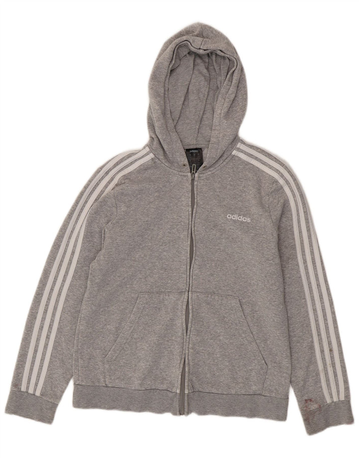 ADIDAS Sudadera con capucha y cremallera corta para mujer Reino Unido 16/18 Grande Gris Algodón