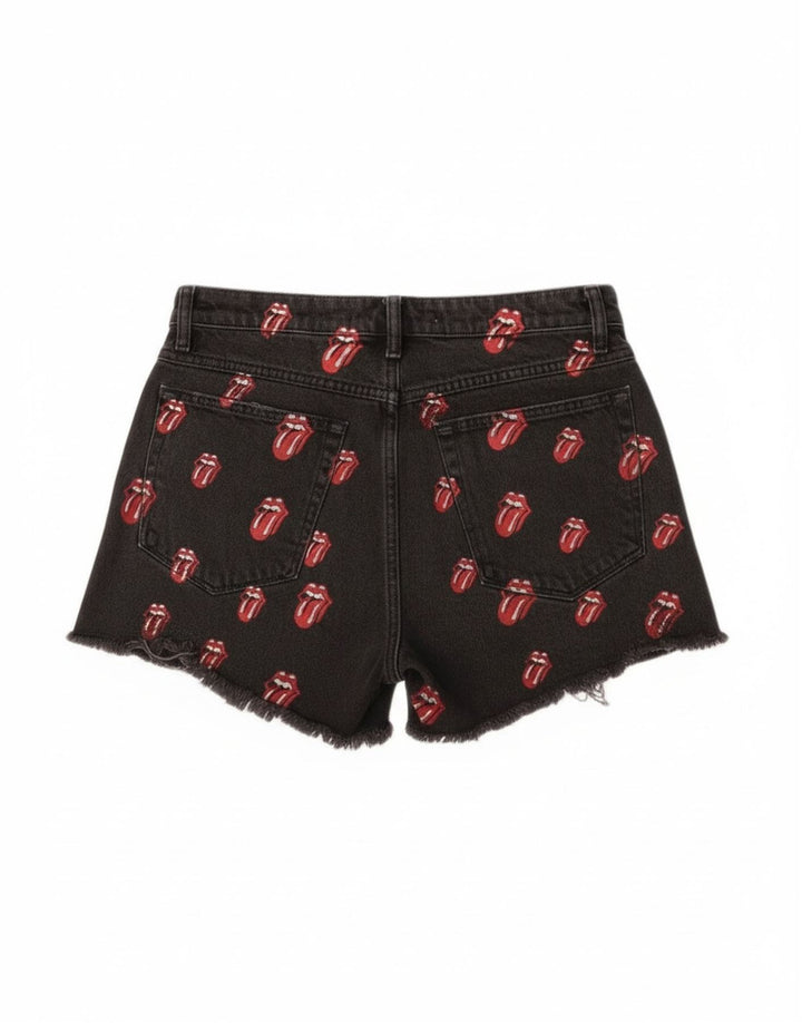 Zara Shorts De Mezclilla Desgastados Gráficos para Mujer EU 40 Medium W30 Black