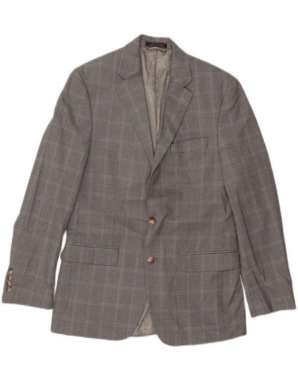 CHAPS Chaqueta tipo blazer de 2 botones para hombre UK 38 Poliéster de pata de gallo gris medio