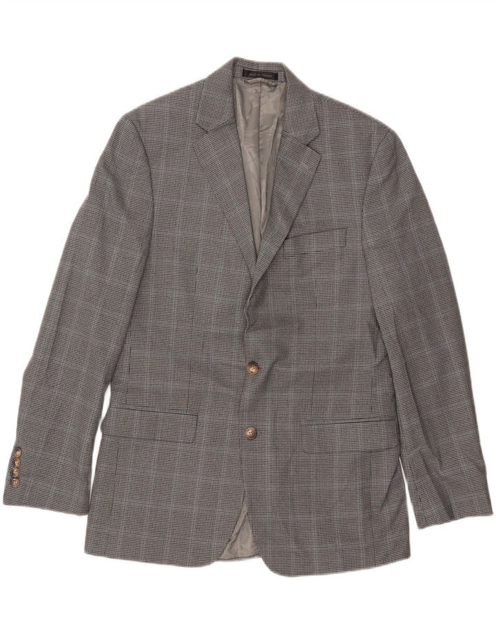 CHAPS Chaqueta tipo blazer de 2 botones para hombre UK 38 Poliéster de pata de gallo gris medio