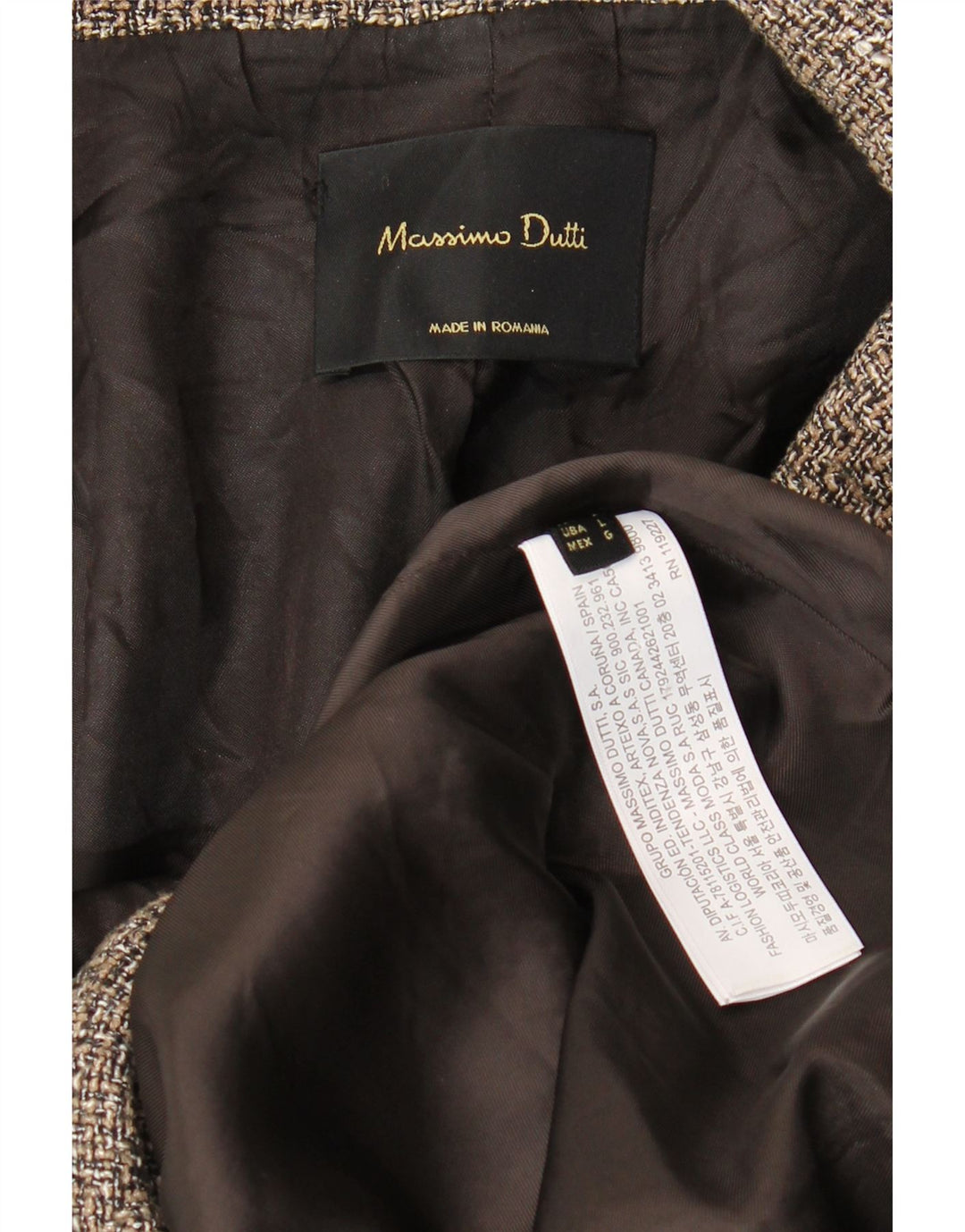 Massimo Dutti Abrigo Cruzado Mujer UK 46 Large Gris Espiga