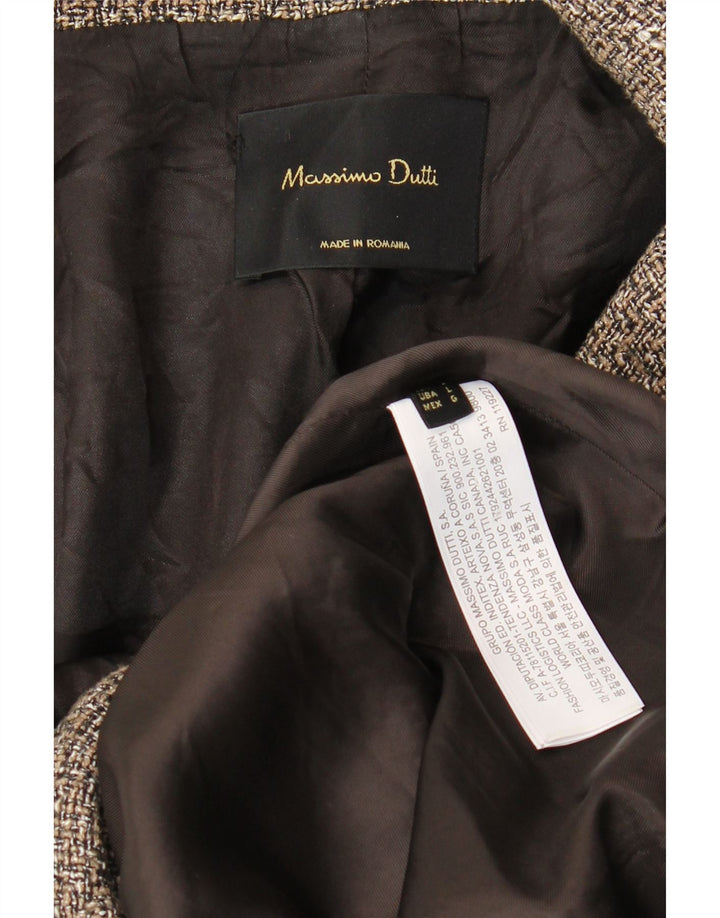 Massimo Dutti Abrigo Cruzado Mujer UK 46 Large Gris Espiga