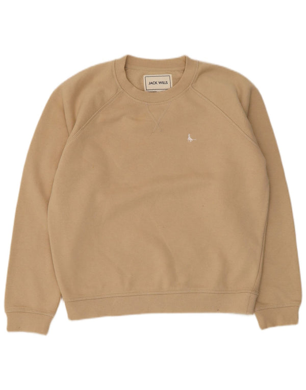Jack Wills Sudadera extragrande para mujer, talla 8, algodón beige pequeño