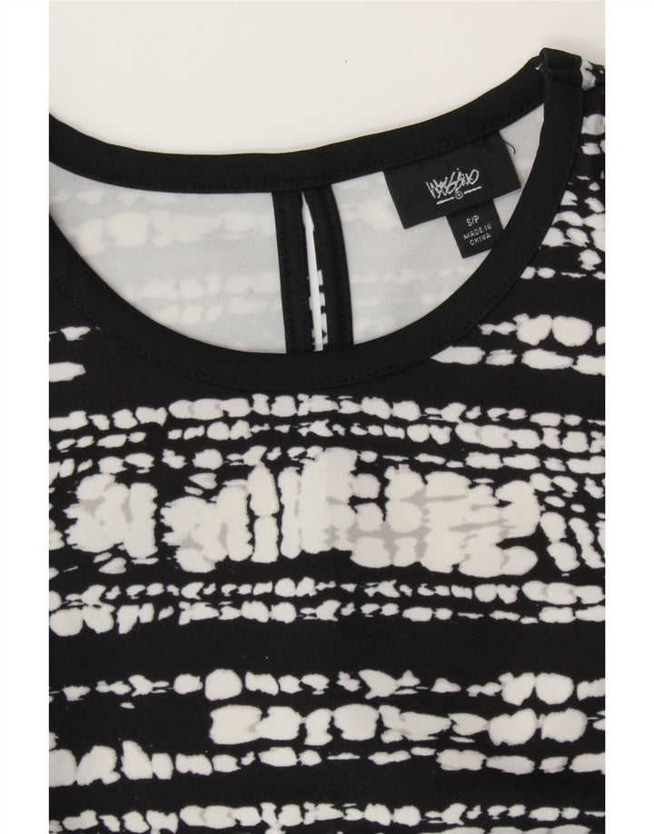 MOSSIMO Vestido acampanado sin mangas para mujer UK 40 Pequeño negro moteado