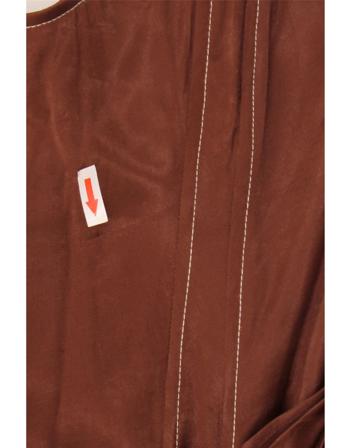 Zara Vestido Sin Tirantes Para Mujer UK 42 Viscosa Marrón Medio
